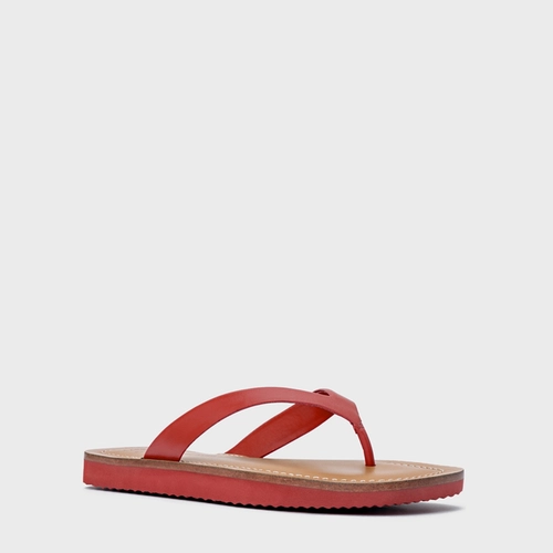 Rasteira Thong Carrano + A.mar Couro Vermelho Spice