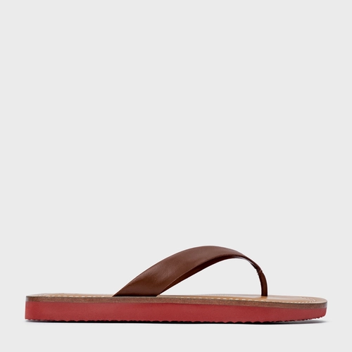 Rasteira Thong Carrano + A.mar Couro Marrom Walnut