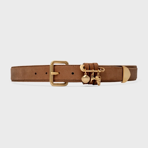 Cinto Carrano + A.mar Médio Couro Suede Marrom Saddle