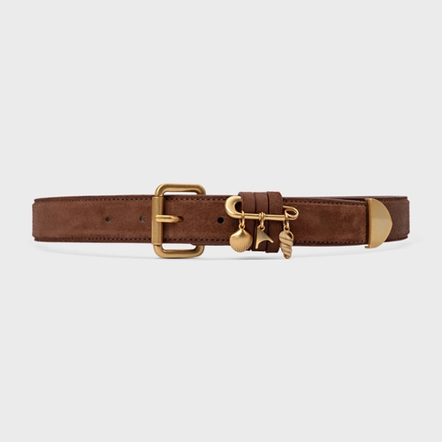 Cinto Carrano + A.mar Médio Couro Suede Marrom Walnut