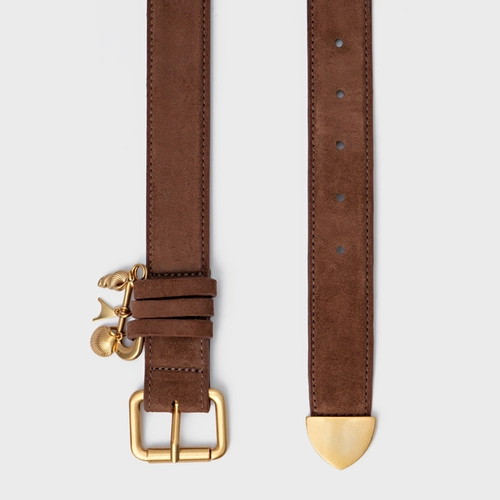 Cinto Carrano + A.mar Médio Couro Suede Marrom Walnut