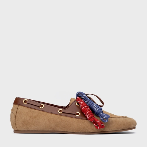 Loafer Dockside Carrano + A.mar Couro Suede Bege Almond