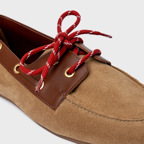 Loafer Dockside Carrano + A.mar Couro Suede Bege Almond