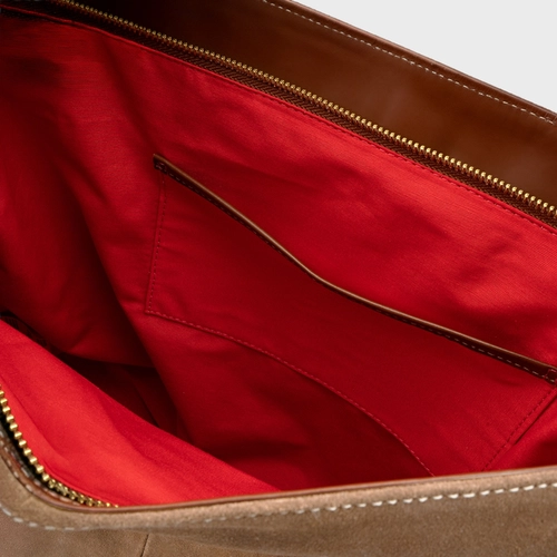 Bolsa Hobo Carrano + A.mar Grande Couro Suede Bege Almond