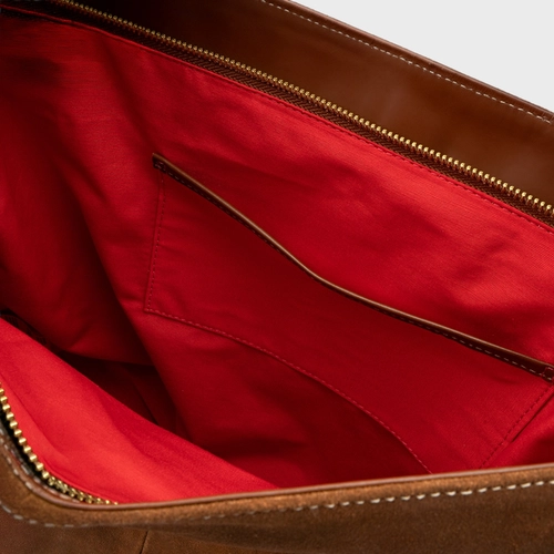 Bolsa Hobo Carrano + A.mar Grande Couro Suede Marrom Saddle