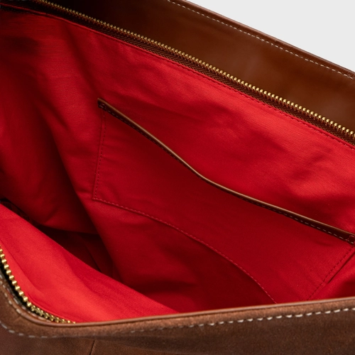 Bolsa Hobo Carrano + A.mar Grande Couro Suede Marrom Walnut
