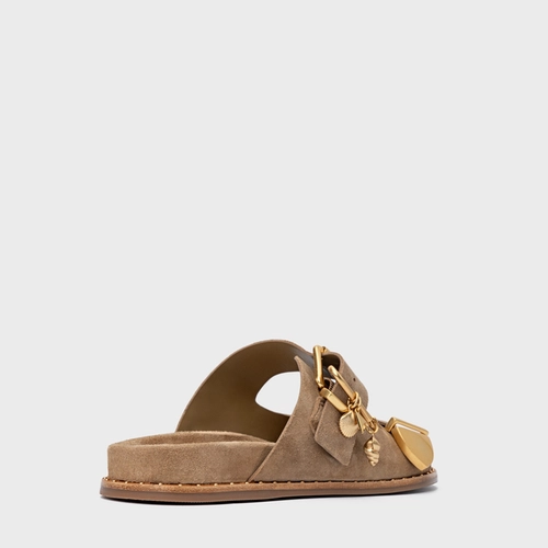 Rasteira Birken Carrano + A.mar Couro Suede Bege Almond