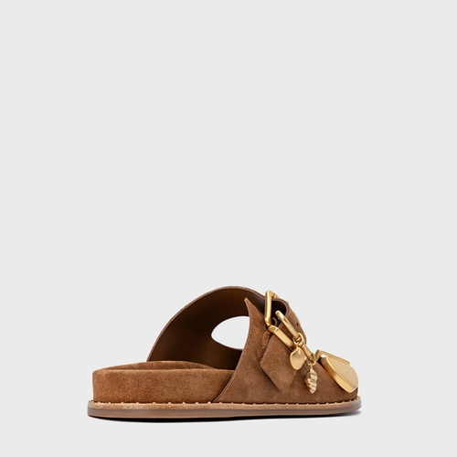 Rasteira Birken Carrano + A.mar Couro Suede Marrom Saddle