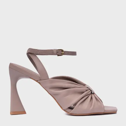 Sandália Drape Salto Allure Couro Bege Beaver