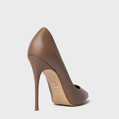 Scarpin Loretta Salto Fino Couro Marrom Mocha