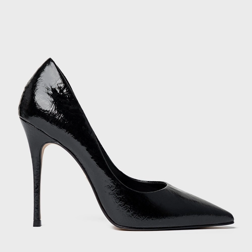 Scarpin Loretta Salto Fino Couro Verniz Perfect Black