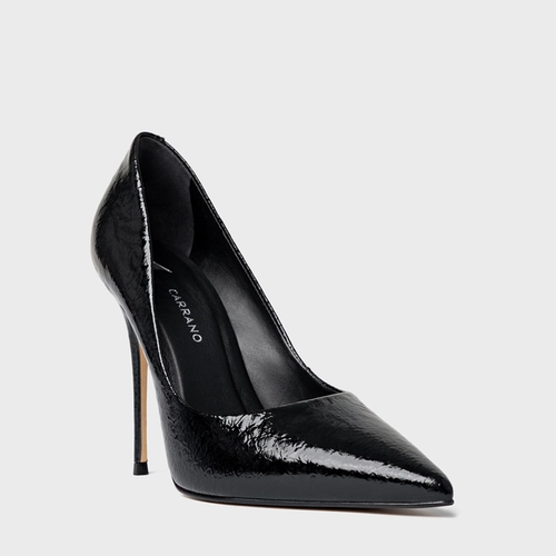 Scarpin Loretta Salto Fino Couro Verniz Perfect Black