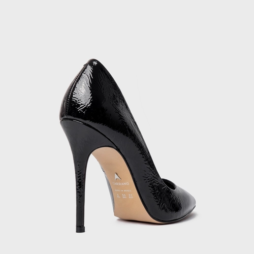 Scarpin Loretta Salto Fino Couro Verniz Perfect Black
