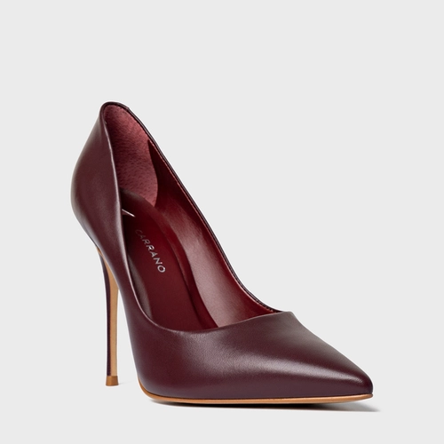 Scarpin Loretta Salto Fino Couro Vinho Dark Carmine