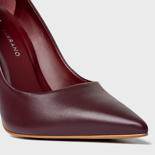 Scarpin Loretta Salto Fino Couro Vinho Dark Carmine