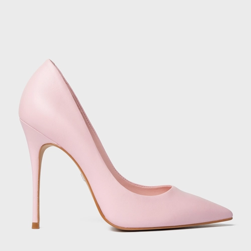 Scarpin Loretta Salto Fino Couro Rosa Pink Plie