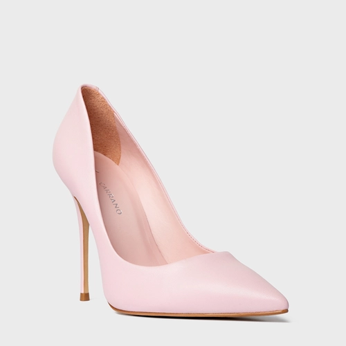 Scarpin Loretta Salto Fino Couro Rosa Pink Plie