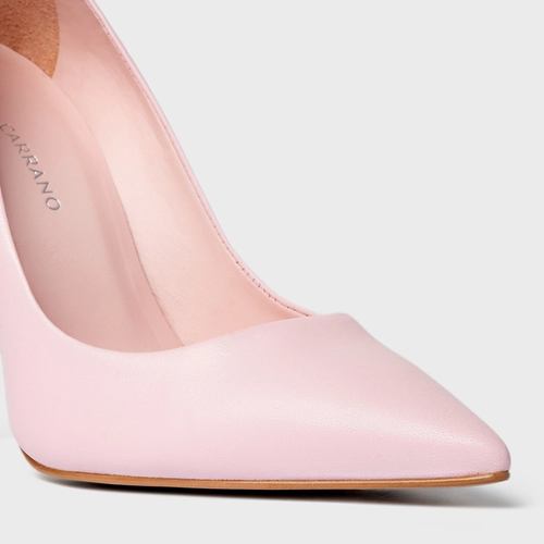 Scarpin Loretta Salto Fino Couro Rosa Pink Plie