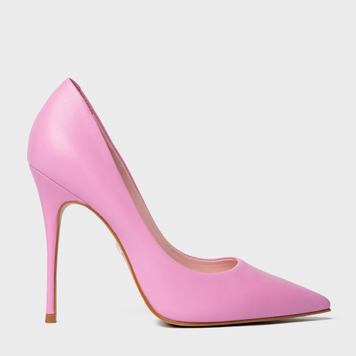 Scarpin Loretta Salto Fino Couro Rosa Club Rose