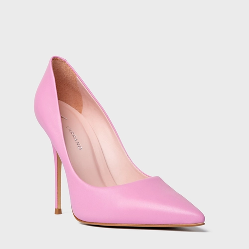 Scarpin Loretta Salto Fino Couro Rosa Club Rose