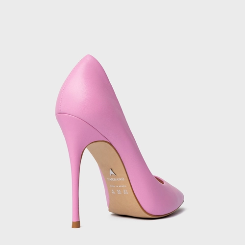 Scarpin Loretta Salto Fino Couro Rosa Club Rose