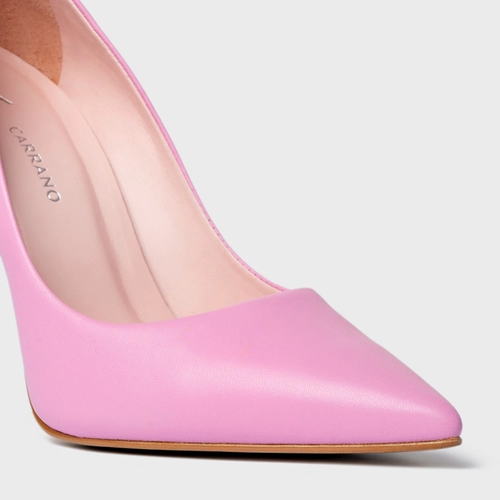Scarpin Loretta Salto Fino Couro Rosa Club Rose