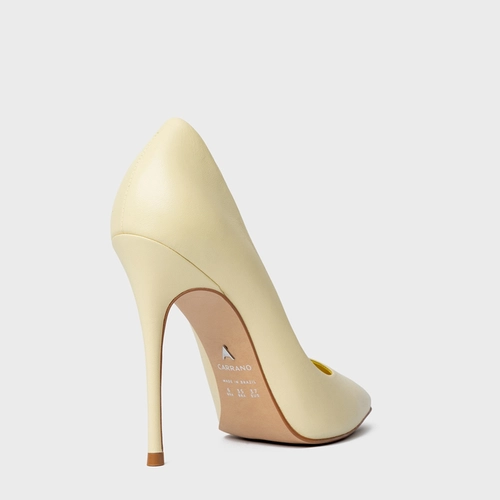 Scarpin Loretta Salto Fino Couro Amarelo Lemon