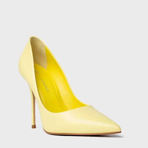 Scarpin Loretta Salto Fino Couro Amarelo Yellow