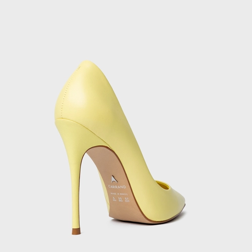 Scarpin Loretta Salto Fino Couro Amarelo Yellow