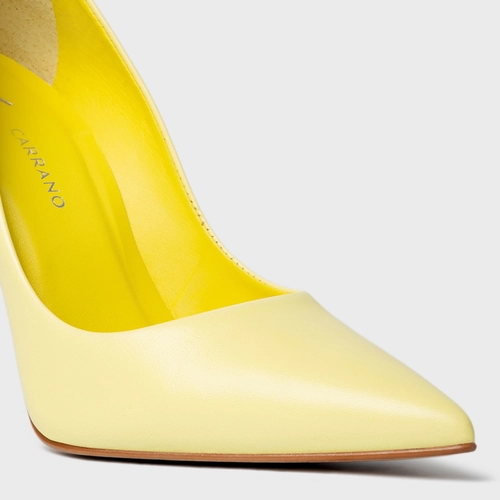 Scarpin Loretta Salto Fino Couro Amarelo Yellow