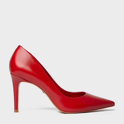 Scarpin Beatriz Salto Fino Couro Vermelho Warm Red