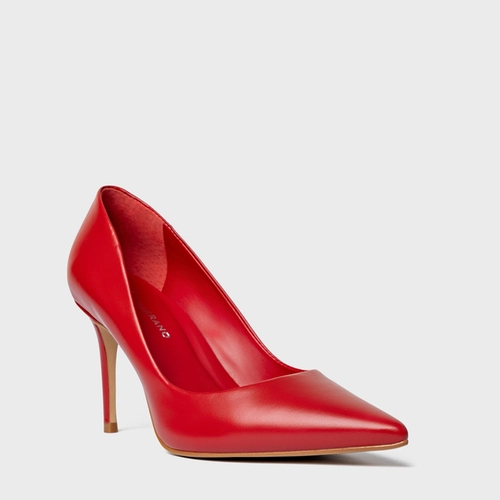 Scarpin Beatriz Salto Fino Couro Vermelho Warm Red