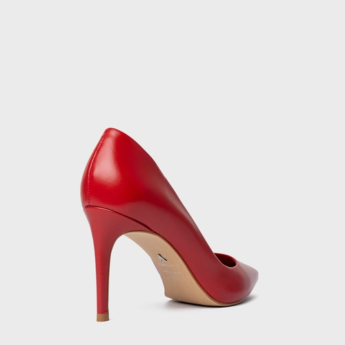 Scarpin Beatriz Salto Fino Couro Vermelho Warm Red