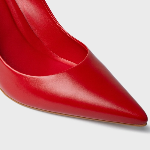 Scarpin Beatriz Salto Fino Couro Vermelho Warm Red