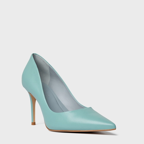 Scarpin Beatriz Salto Fino Couro Verde Wasabi