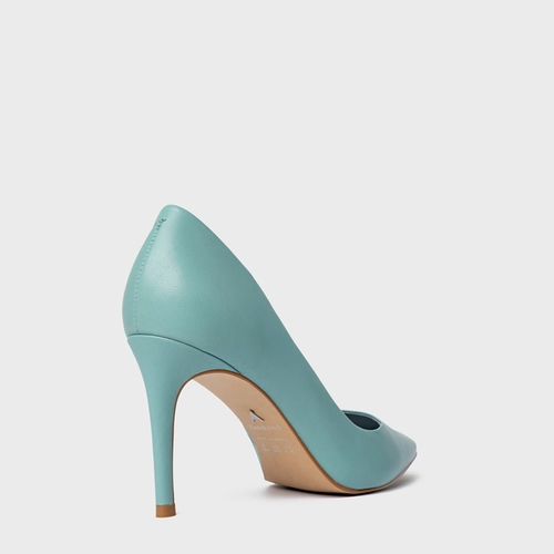 Scarpin Beatriz Salto Fino Couro Verde Wasabi