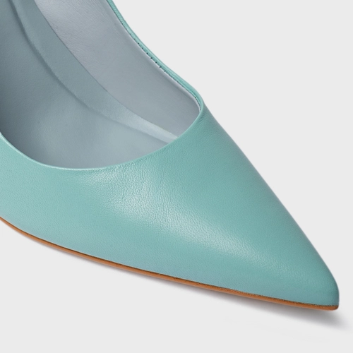 Scarpin Beatriz Salto Fino Couro Verde Wasabi