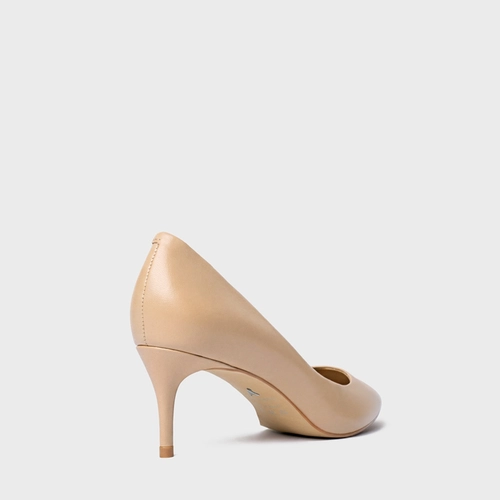 Scarpin Valentina Salto Fino Couro Bege Sand