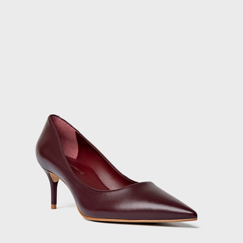 Scarpin Valentina Salto Fino Couro Vinho Dark Carmine