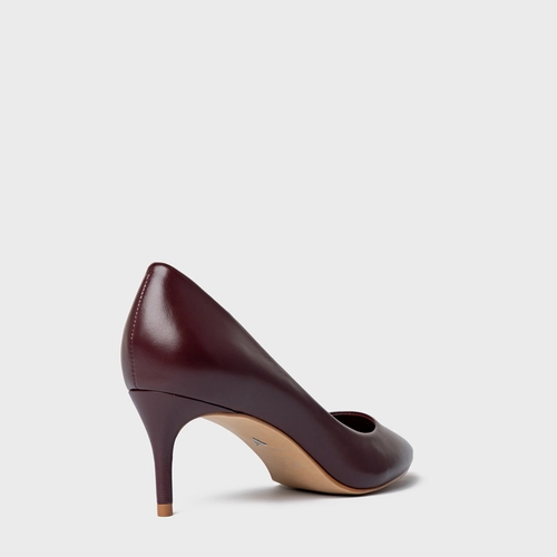 Scarpin Valentina Salto Fino Couro Vinho Dark Carmine