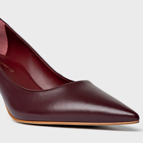 Scarpin Valentina Salto Fino Couro Vinho Dark Carmine