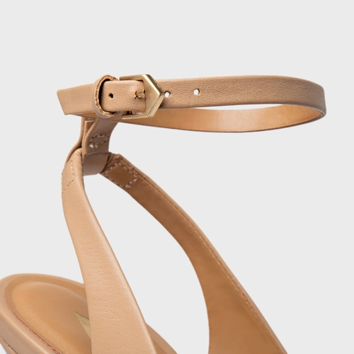 Scarpin Slingback Salto Yve Couro Marrom Dark Sierra Tan