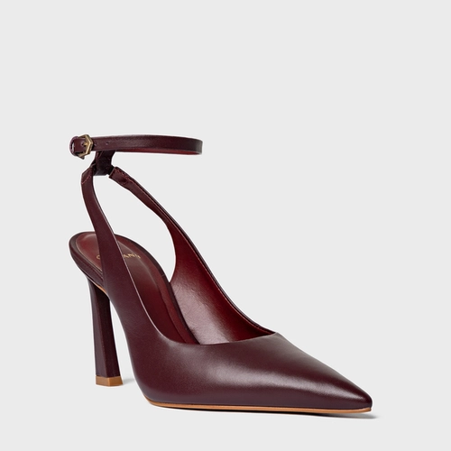 Scarpin Slingback Salto Yve Couro Vinho Dark Carmine