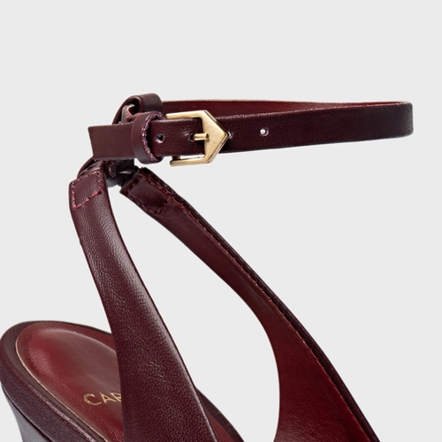 Scarpin Slingback Salto Yve Couro Vinho Dark Carmine