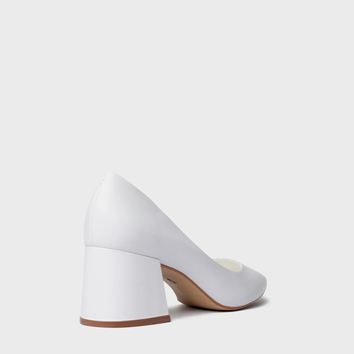 Scarpin Lauren Salto Bloco Couro Branco