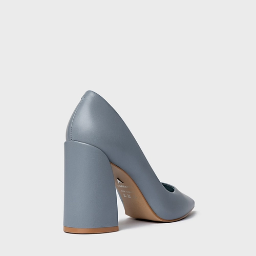 Scarpin Iza Basic Salto Bloco Couro Azul Aria