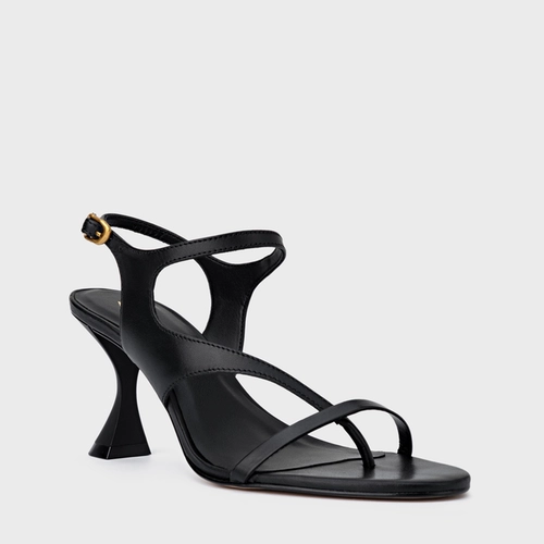 Sandália Artistic Salto Sculpt Couro Preto