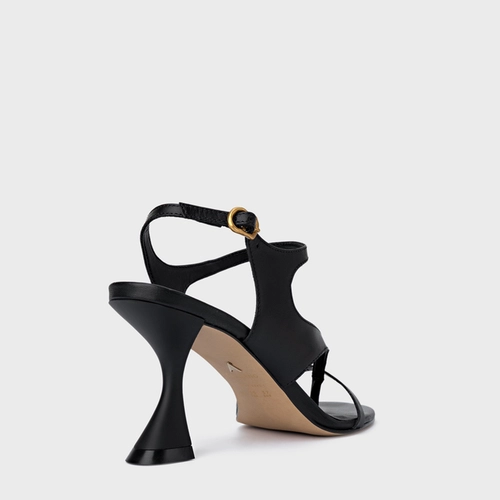 Sandália Artistic Salto Sculpt Couro Preto