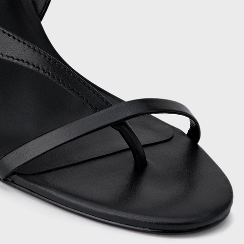 Sandália Artistic Salto Sculpt Couro Preto