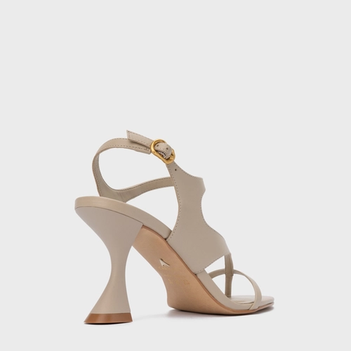 Sandália Artistic Salto Sculpt Couro Bege Oatmeal